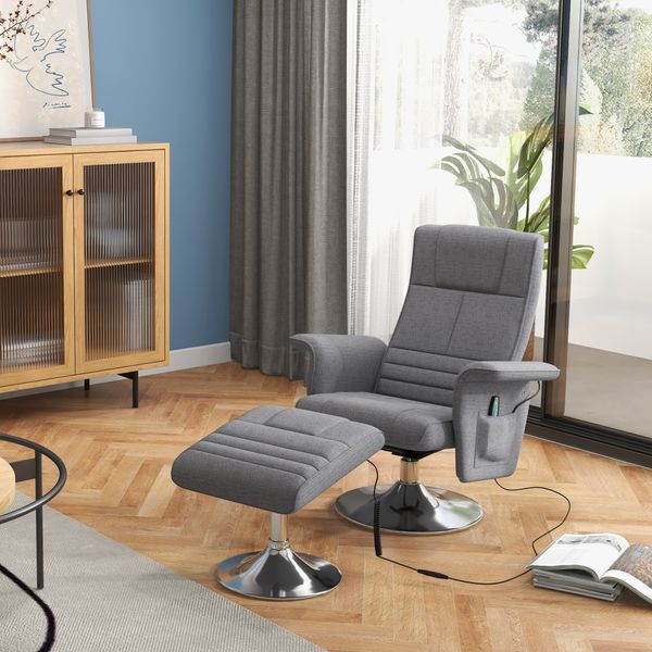 Massagesessel mit Fußhocker, Elektrischer Relaxsessel mit Liegefunktion