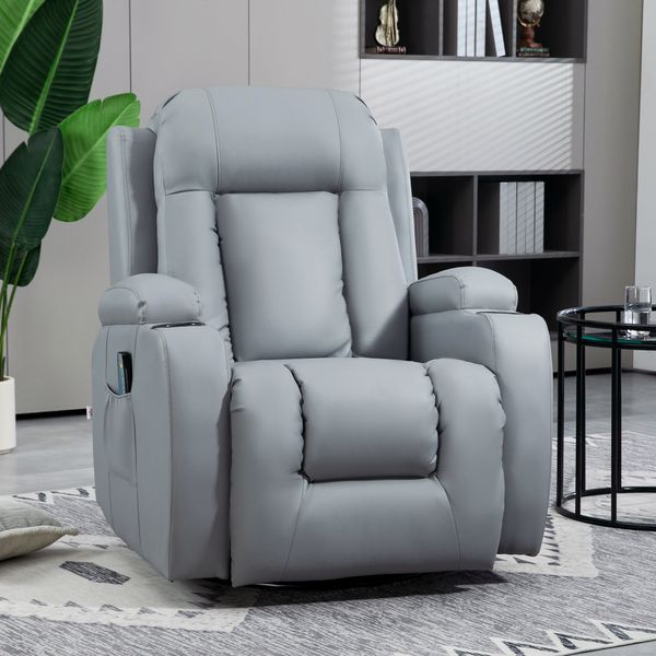Massagesessel Fernsehsessel Relaxsessel mit Wippenfunktion Hellgrau