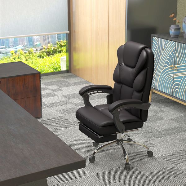Bürostuhl mit Massagefunktion, Ergonomisch Chefsessel mit Fußstütze