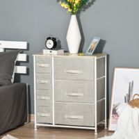 Kommode, Sideboard, 7 Stoffschubladen, Metallgestell, Hellgrau