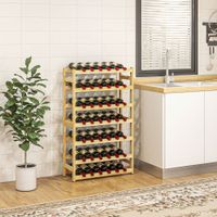 Weinregal Flaschenregal für 42 Weinflaschen, mit 7 Ebenen, Holz Natur