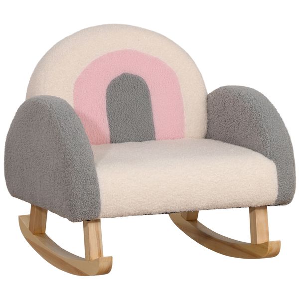 Kindersofa Schaukelstuhl für Kleinkinder Kindercouch Eukalyptusholz Grau