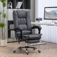 Massage-Bürostuhl, Schreibtischstuhl mit Heizfunktion, Fußstütze, Grau