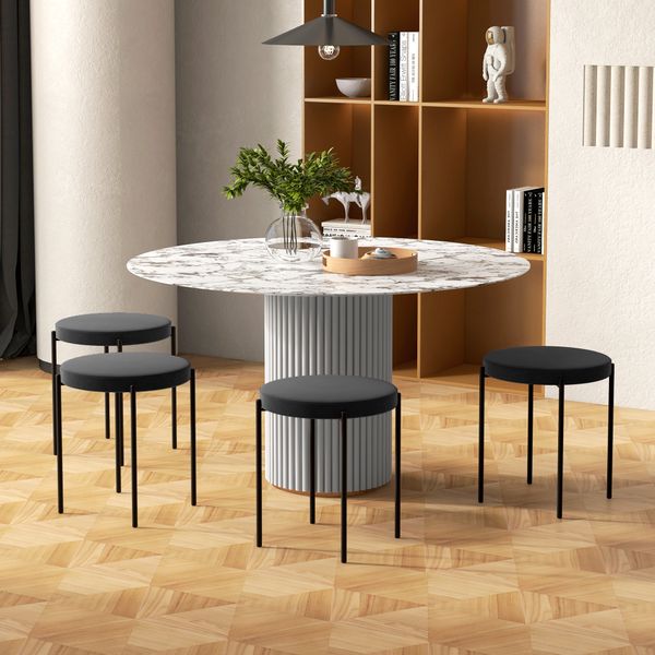 4er-Set Esszimmerhocker Esszimmerstühle Küchenstuhl Stahl Schwarz