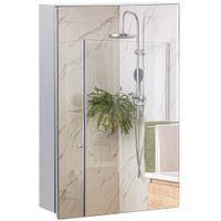 Spiegelschrank Badezimmerschrank mit 3 Ebenen für Schlafzimmer Silber