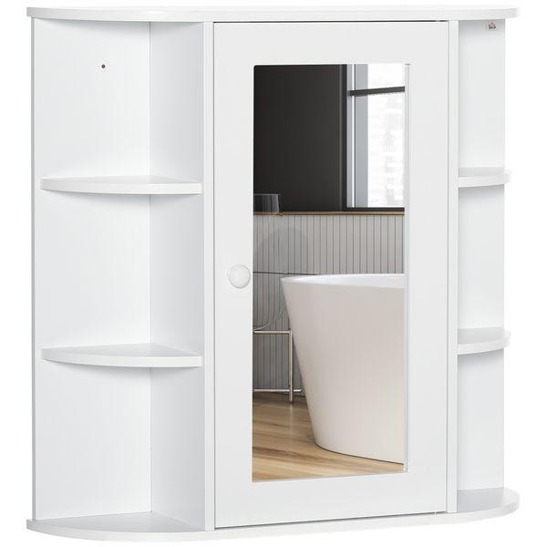 Spiegelschrank Badezimmerregal Badeschrank Wandmontage MDF Weiß