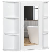 Spiegelschrank Badezimmerregal Badeschrank Wandmontage MDF Weiß