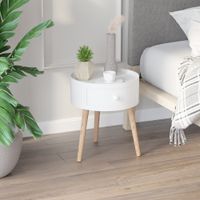 Couchtisch, Beistelltisch mit Schublade Runder Kaffeetisch bis 50 kg Weiß