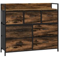 Kommode, Sideboard mit 7 Faltbaren Schubladen aus Stoff, Griff und Regal