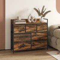 Kommode, Sideboard mit 7 Faltbaren Schubladen aus Stoff, Griff und Regal