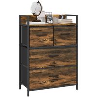 Kommode, Sideboard mit 4 Faltbaren Schubladen aus Stoff, Regal und Griff