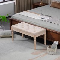 Polsterbank, Vintage Bettbank, Sitzbank, Flurbank mit Knöpfen, Beige