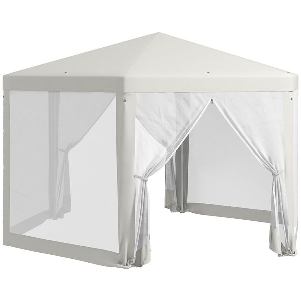 Gartenpavillon 3,94x3,412m 6-eckig Pavillon mit Moskitonetz Polyester