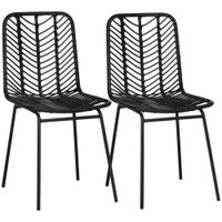 2er-Set Esszimmerstuhl Küchenstuhl Wohnzimmerstuhl Stahl Schwarz