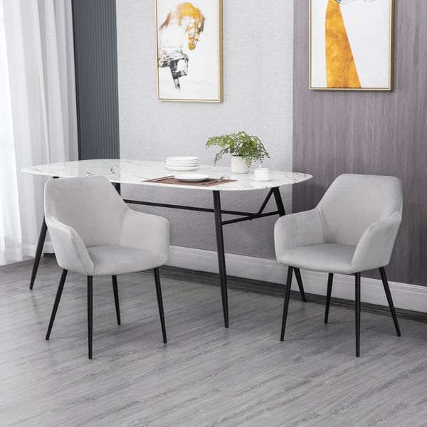 Esszimmerstühle 2er Set Küchenstuhl mit Rückenlehne, Samtoptik für Wohnzimmer