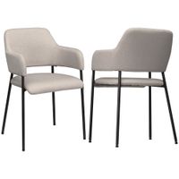 2er Set Esszimmerstühle Küchenstuhl mit Rückenlehne, Leinenoptik Beige