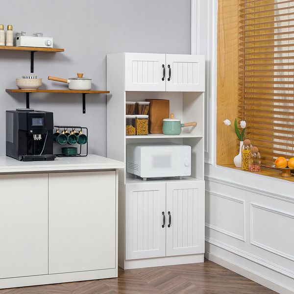 Küchenschrank Hochschrank Küchenbuffet mit verstellbaren Regalböden Weiß