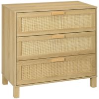 Kommode Schubladenschrank mit 3 Schubladen, Rattanoptik für Wohnzimmer
