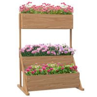 Hochbeet aus Holz, 3-Stufiger Blumenkasten Gemüsebeet mit Innenvlies
