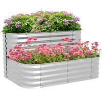 Hochbeet Metall, 2-Stufiger Blumenkasten, Pflanzkasten mit Schrauben