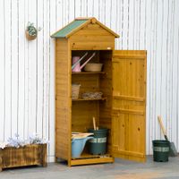 Holz Gerätehaus Geräteschrank Gartenschrank 2 Regale wetterfest 2 Türen