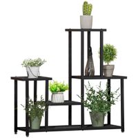 4 Stufen Blumenregal, Pflanzentreppe für Garten, Balkon, Metall Schwarz
