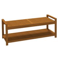 Gartenbank Sitzbank mit Armlehne Holzbank mit Ablage für Balkon, Teak