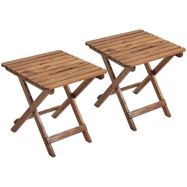 Beistelltisch 2er-Set Gartentisch Klappbar Campingtisch aus Holz Teak