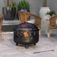 Feuerschale Feuerkorb Feuerstelle mit Funkenschutz Grillrost Garten BBQ
