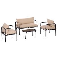 4-tlg. Gartenmöbel-Set Gartengarnitur mit Sessel Couchtisch Zweisitzer