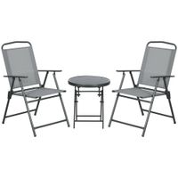 Sitzgruppe 3tlg., Klappbares Balkonmöbel-Set inkl. 1 Tisch, 2 Stühlen