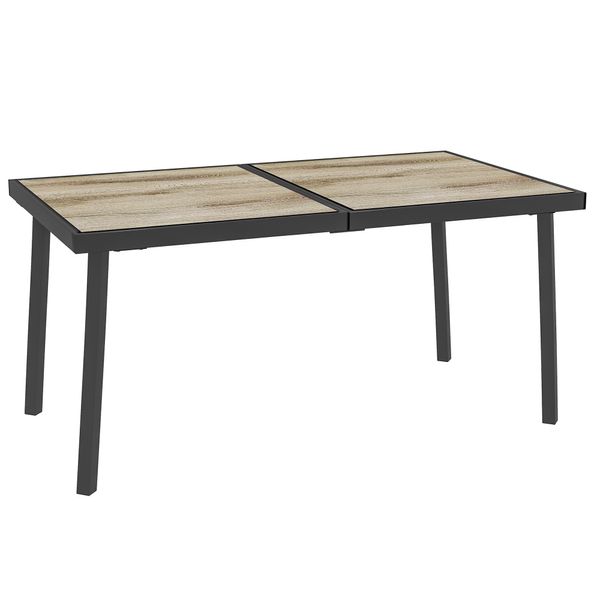 Gartentisch, Balkontisch, 145 x 85cm Terrassentisch für 6 Personen Grau