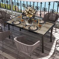 Gartentisch, Balkontisch, 145 x 85cm Terrassentisch für 6 Personen Grau