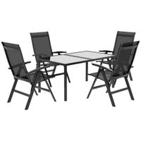 5 tlg. Gartenmöbel-Set, Sitzgarnitur inkl. 1 Esstisch, 4 Klappstühlen
