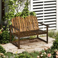 Gartenbank 2-Sitzer Sitzbank Holzbank mit Rückenlehne Armlehne Verkohlt