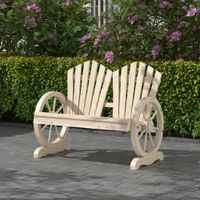 Gartenbank mit Armlehne Sitzbank Gartenmöbel Massivholz Naturholz