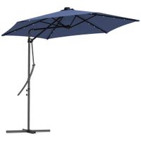 Sonnenschirm Ø290cm LED Ampelschirm mit UV-Schutz, Kreuzfuß Dunkelblau