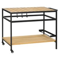 Servierwagen, Barbecue Trolley mit 2 Regalen Haken für Garten, Balkon