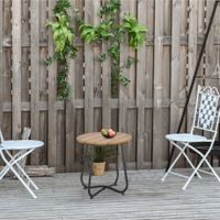 Gartentisch Bestelltisch elegant Terrasse Whonzimmer Braun Ø49 x 48H cm