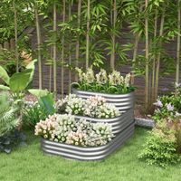 Hochbeet aus Metall, 3-stufig Pflanzkasten, DIY Blumenkasten für Garten