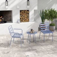 3tlg. Gartenmöbel Set, Bistroset mit 1 Couchtisch 2 Stapelbaren Stühlen