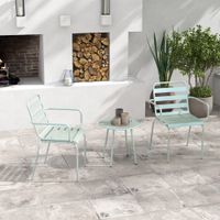3tlg. Gartenmöbel Set, Bistroset mit 1 Couchtisch 2 Stapelbaren Stühlen