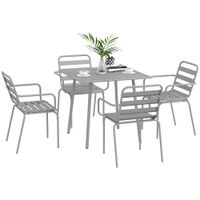 5 tlg. Sitzgruppe Gartenmöbel-Set Sitzgarnitur mit 1 Esstisch 4 Stühlen