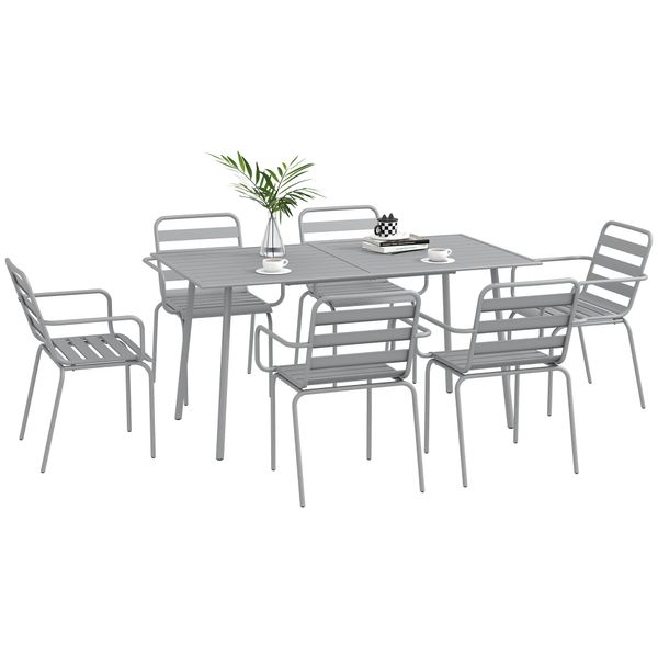 7 tlg. Sitzgruppe Gartenmöbel-Set Sitzgarnitur mit 1 Esstisch 6 Stühlen