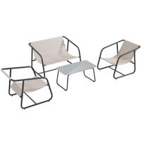 4-tlg. Gartenmöbel-Set Sitzgruppe mit 2 Sesseln Zweisitzer  Couchtisch