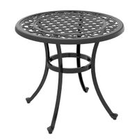 Beistelltisch, Gartentisch, Terrassentisch mit Aluminiumrahmen, Schwarz
