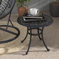 Beistelltisch, Gartentisch, Terrassentisch mit Aluminiumrahmen, Schwarz