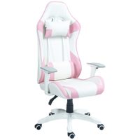 Gaming Stuhl Bürostuhl Ergonomisch mit Lendenkissen, Kopfkissen Rosa