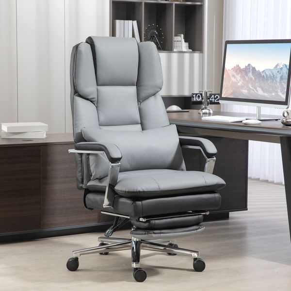Bürostuhl, Ergonomischer Schreibtischstuhl mit Wippfunktion, Fußstütze