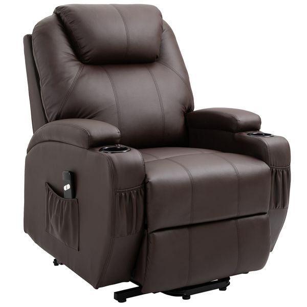 Sessel mit Aufstehhilfe Relaxsessel Kunstleder Metall Kaffee-Braun